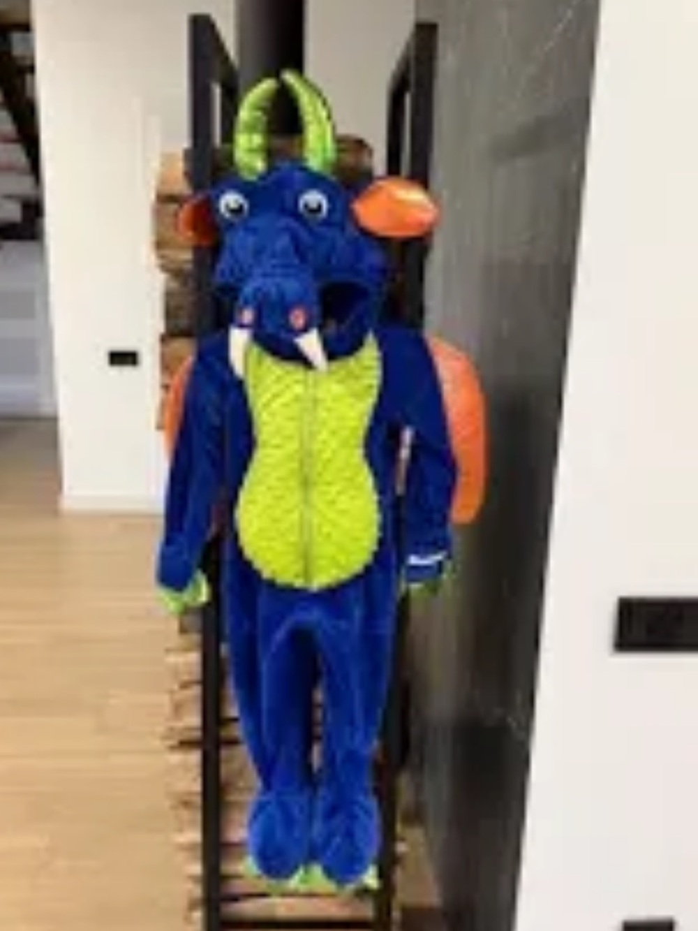 Blue and Lime Plush Dragon Kids Costume